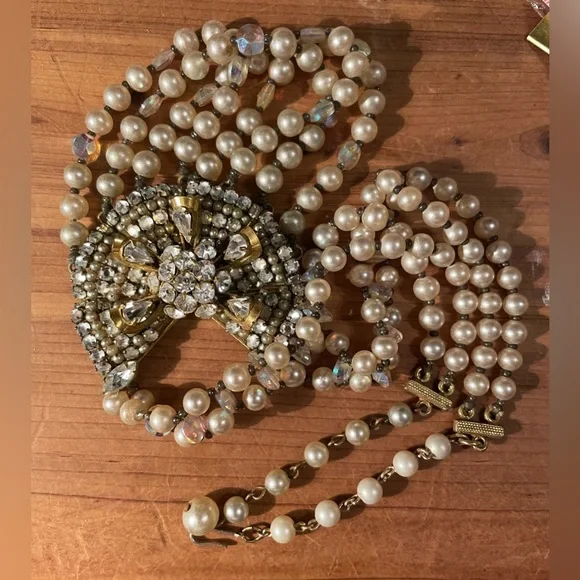 **SOLD on eBay** Original by Robert faux pearl and rhinestone necklace - Picture 8 of 8